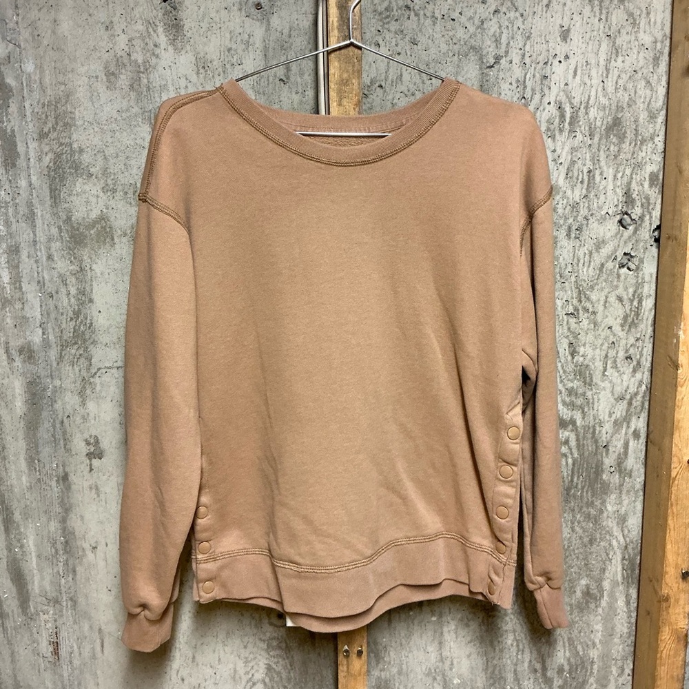 Abercrombie & Fitch Soft A&F Collection Beige Sweatshirt M Button Accents